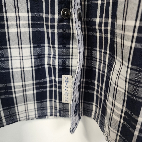 Moonshine Spirit Mens 2XL Brad Paisley COWBOY WESTERN PEARL SNAP PLAID SHIRT Blu - Picture 5 of 7